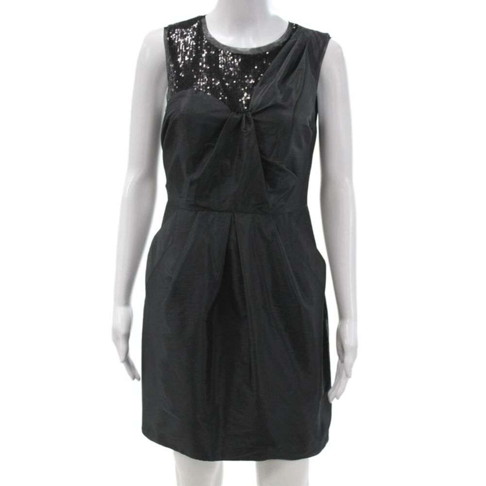 Alexia Admor Womens Sheath Mini Dress Black Cotton Sleeveless Size XS